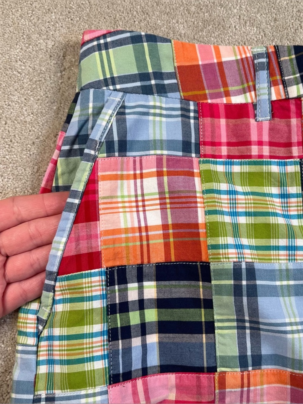 LL Bean Y2K Skirt Vintage Patchwork Madras Cotton Favorite Fit Straight 10 - Picture 3 of 10